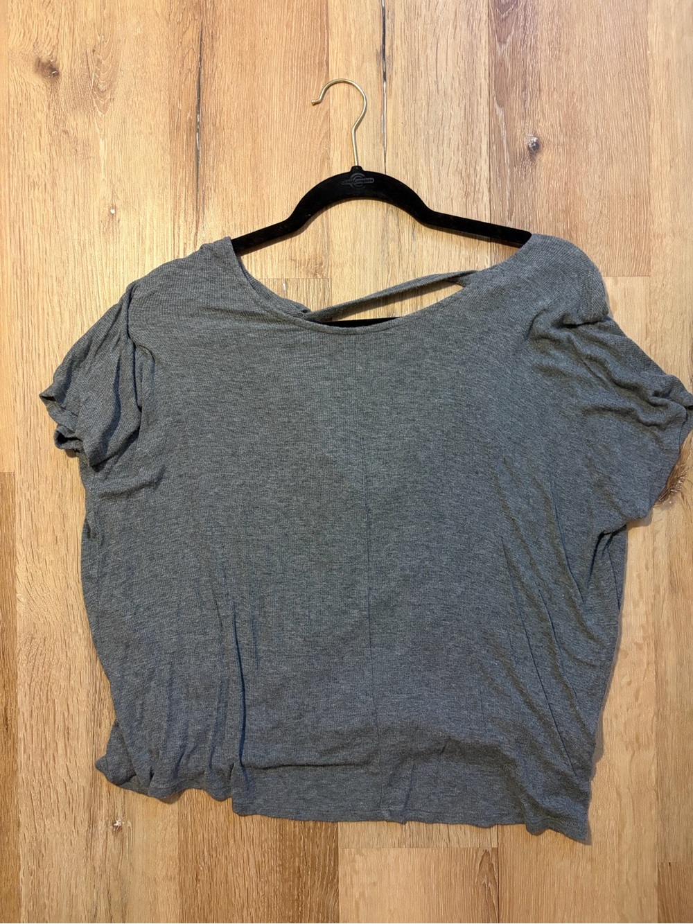 Express Gray Short Sleeve Tee with Back Strap Detail